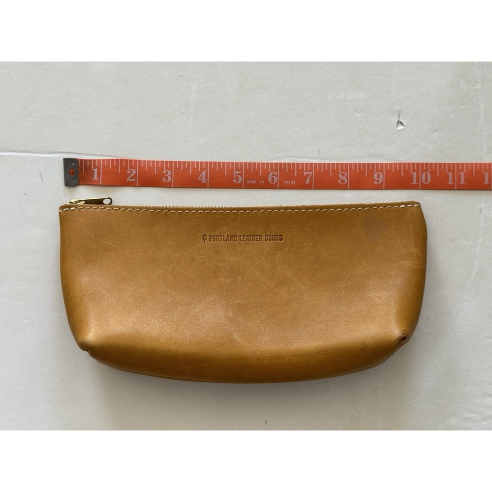 Portland Leather Goods Unisex Khaki Zip Closure Leather Travel Case Utility Bag